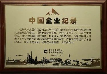 中國企(qi)業記錄（MKLD7140型(xing)數控強力(li)雙磨頭緩(huan)進給成形(xing)磨床）